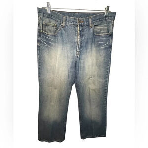 Structure Low Boot Mens Mid Rise Wide Leg Blue Jeans Size 36x30